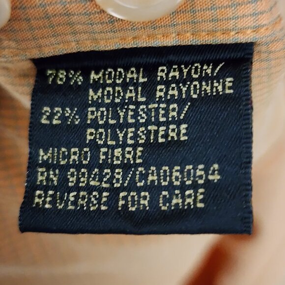 Bugatchi Orange Microchecks Modal Micro Fibre Blend Button Front Shirt - Picture 5 of 5